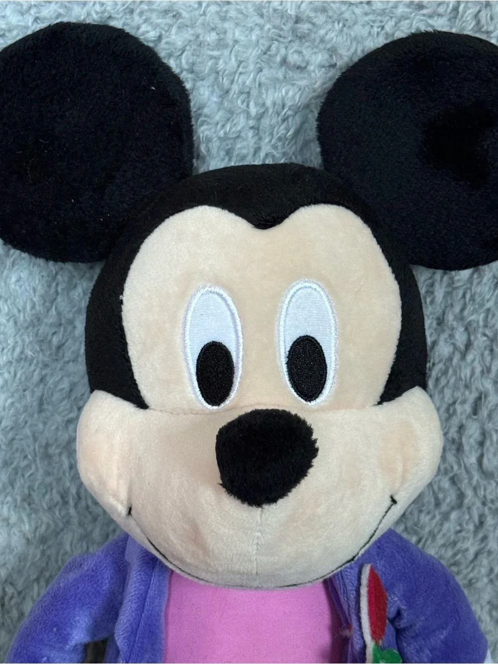 Disney Mickey Mouse Plush 18” Stuffed Animal Soft Toy Wearing Purple Jacket Suit